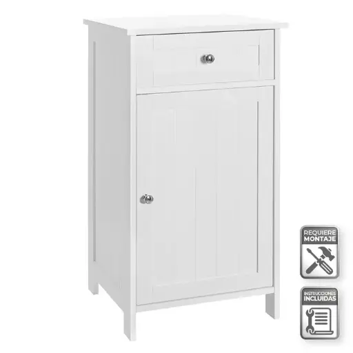 [803115] MUEBLE 1 CAJN Y 1 PUERTA BASIC WHITE 43 X 34 X 77 CM