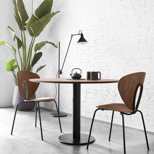 [10360] MESA  COMEDOR MELAMINA FRESNO PIE METALICO 100D