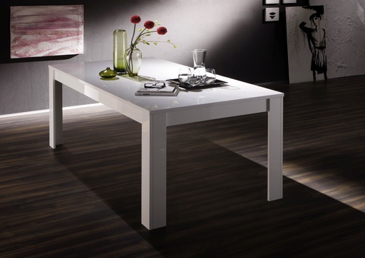 [379006N] MESA COMEDOR DAMA BLANCO BRILLO