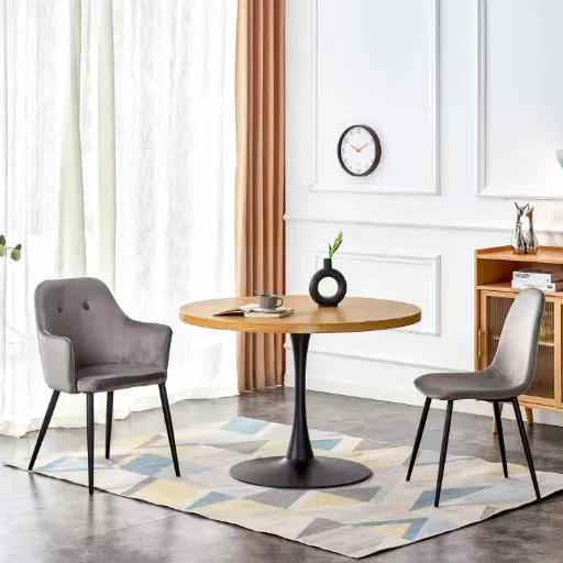 [5046] MESA REDONDA TEBA MADERA PATA NEGRA 110