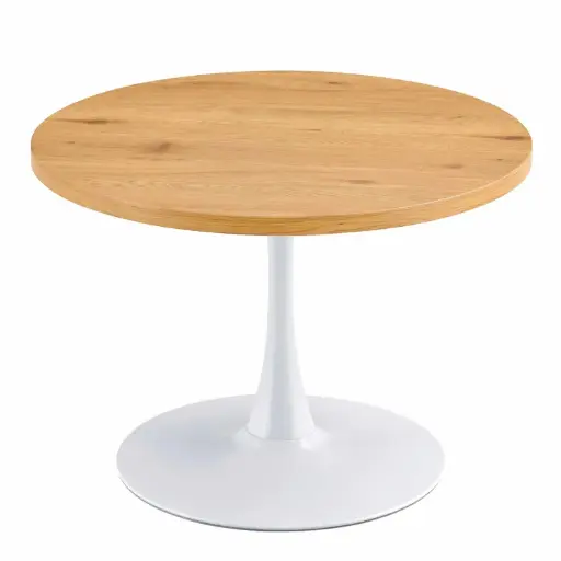 [5061] MESA REDONDA TEBA MADERA PATA BLANCA 110