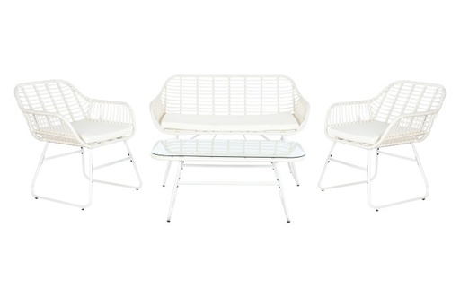 [MB-201962] SOFA SET 4 RATAN SINTETICO 124X74X84 CON COJINES
