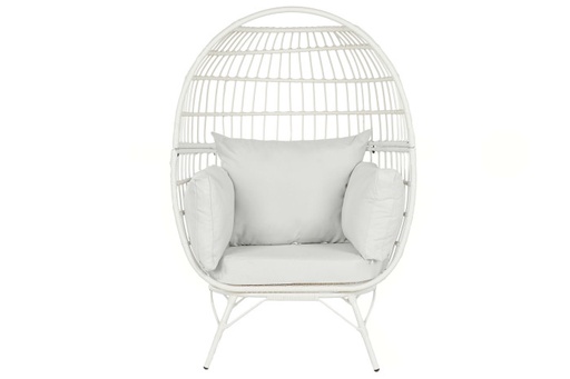 [MB-201970] SILLON RATAN SINTETICO ACERO BLANCO CON COJINES
