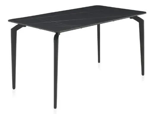 [11044] MESA COMEDOR CERAMICA NEGRA PATA METAL NEGRA 140X80 CM