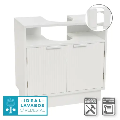 [806144] MUEBLE BAJO LAVABO 2 PUERTAS Y 1 BALDA 60 X 30 X 60 CM