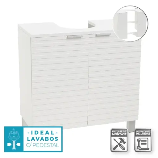 [806145] MUEBLE BAJO LAVABO 2 PUERTAS MDF BLANCO 60 X 30 X 60 CM
