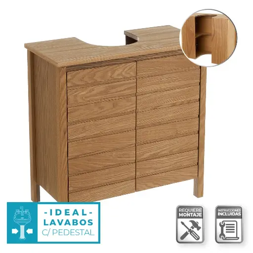 [806051] MUEBLE BAJO LAVABO 2 PUERTAS MDF 60 X 30 X 60 CM