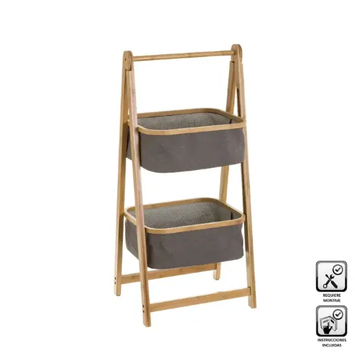 [802651] MUEBLE 2 CESTAS BAMB-TELA 45 X 36 X 98 CM
