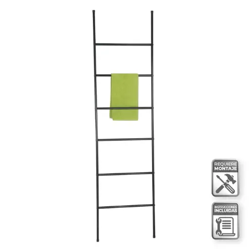 [805583] TOALLERO EN ESCALERA METAL NEGRO 45 X 170 CM