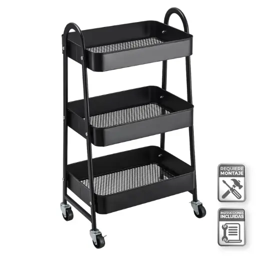 [807262] CARRO MULTIUSOS METAL NEGRO 44 X 31 X 79 CM
