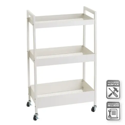 [807263] CARRO MULTIUSOS METAL BLANCO 51 X 30 X 82 CM