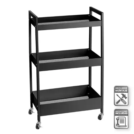 [807264] CARRO MULTIUSOS METAL NEGRO 51 X 30 X 82 CM