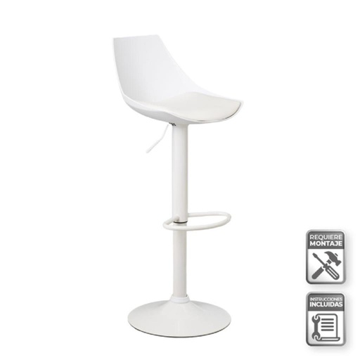 [805402] TABURETE CUERO SINTTICO-METAL BLANCO 38 X 46 X 104 CM
