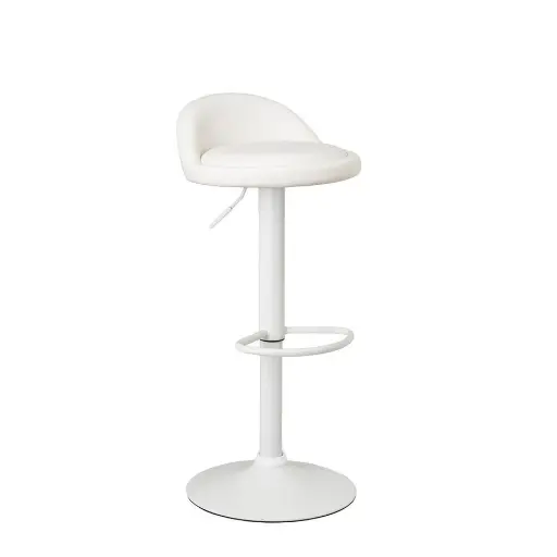 [805498] TABURETE CUERO SINTTICO-METAL BLANCO 39 X 43 X 92 CM