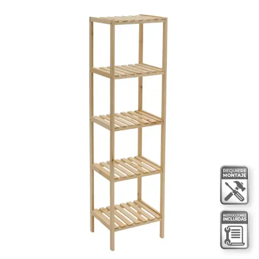 [807067] ESTANTERA 5 BALDAS ABETO NATURAL 35 X 30 X 130 CM